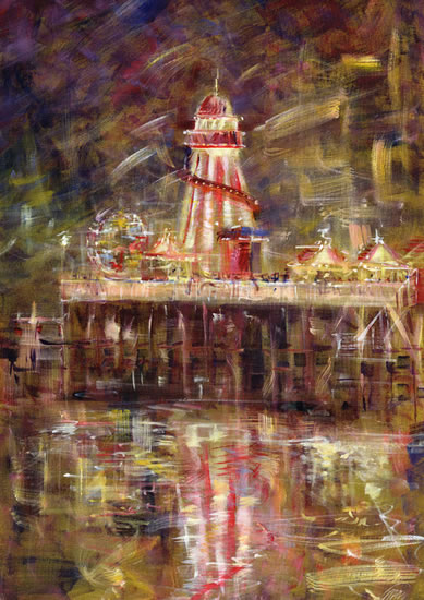 Bournemouth Pier Hampshire Helter Skelter Fairground Painting